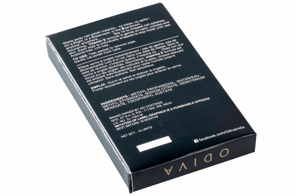 ODIVA Nail Remover Wipes (Pack of 10 Sachets)